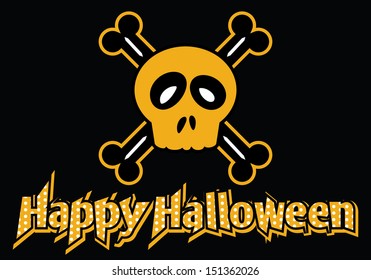 Happy Halloween skull and crossbones - Happy Halloween dotted text with skull and crossbones