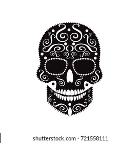 Happy Halloween skull and Day of the dead icon 