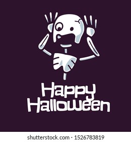 Happy Halloween Skull funny scared face cartoon