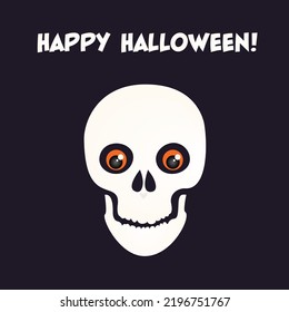 Happy Halloween Skull With Googly Eyes Vector Illustration Graphic Card