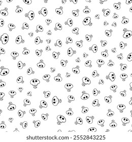 Happy halloween skull skeleton spooky pattern background. Vector illustration