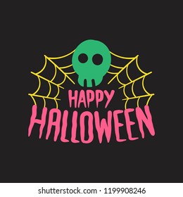 Happy Halloween with a skull typography vector
