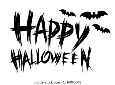 Happy Halloween Slogan with Bats Artwork for Apparel and Other Uses