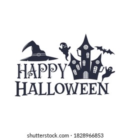 Happy Halloween slogan inscription. Vector Halloween quote. Illustration for prints on t-shirts and bags, posters, cards. 31 October vector design. Isolated on white background.