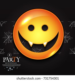 Happy Halloween Smiling Emoticon. Spooky Sign. Vampire Smile. Vector illustration
