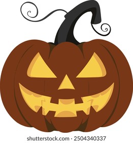 Happy Halloween Smiling Pumpkin Icon Vector Illustration