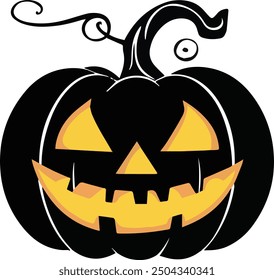 Happy Halloween Smiling Pumpkin Icon Vector Illustration