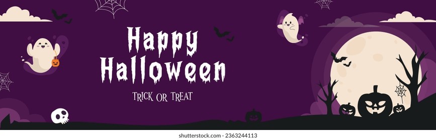 Happy Halloween social media post banner halloween vector illustration halloween text dark background halloween cover page