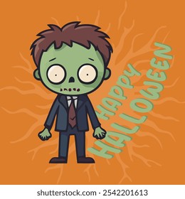 Feliz Dia das Bruxas Social Mídia Post Modelo Zumbi assustador ilustração. Apresentando um design zumbi assustador e divertido para convites de festa, promoções de férias, anúncios festivos e evento de halloween