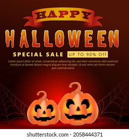 happy halloween special sale. social media modern halloween promotional banner vector illustration 