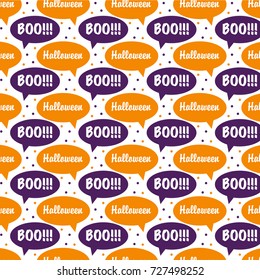 Happy Halloween and speech bubble BOO pattern