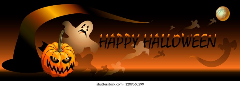 Happy halloween spider with a ghost