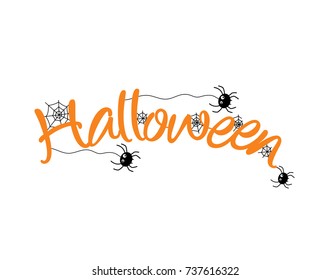 Happy Halloween spider Text, Vector  on white background