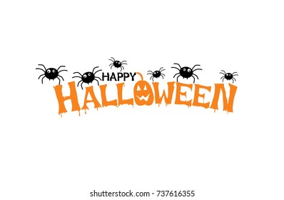 Happy Halloween spider Text, Vector  on white background