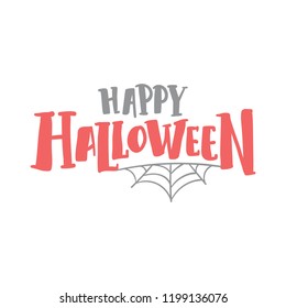 Happy Halloween with spider web typography vector