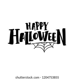 Happy Halloween with spider web typography vector