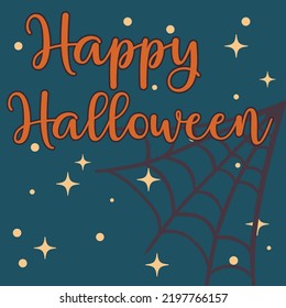 Happy Halloween with spider web, Vector illustration. Text Banner