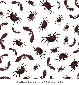 happy halloween spiders and bats pattern