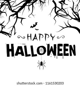 Happy Halloween Spiders Tree Branch Background Vector Image
