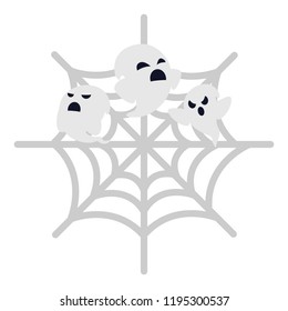 happy halloween spiderweb with ghosts