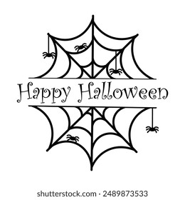 Happy Halloween. Spiderwebs and spiders. Vector banner.