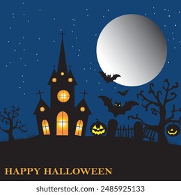 Happy Halloween Spooky Blue Vector Scene