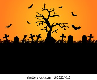 Happy halloween spooky cartoon illustration with various