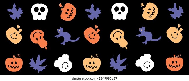 Happy halloween spooky cup pattern. Perfect print for mug, poster, banner and card. Hand drawn vector illustration for decor and design.
