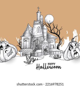 Happy Halloween spooky festival devil background design vector