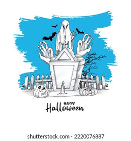 Happy Halloween spooky festival devil background design vector