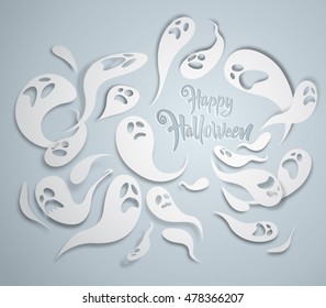 Happy Halloween. Spooky ghost greeting card.