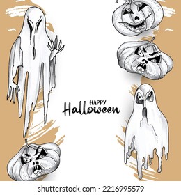 Happy Halloween spooky horror festival celebration background design vector
