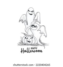 Happy Halloween spooky horror festival celebration background design vector