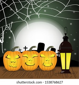 Happy halloween. Spooky landscape background - Vector illustration