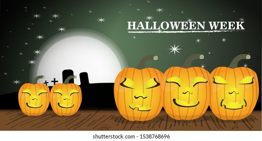 Happy halloween. Spooky landscape background - Vector illustration