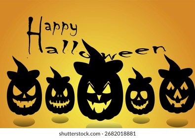 Feliz Halloween, ilustração de vetor de abóbora assustadora.