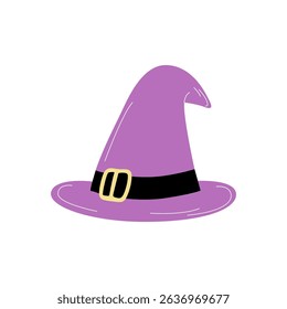 Happy Halloween. Spooky vector elements for decoration, prints, stickers, cards. Witch purple hat, green zombie hand