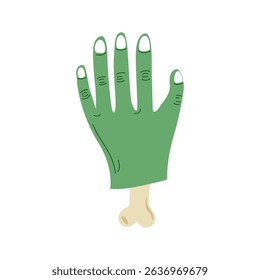Happy Halloween. Spooky vector elements for decoration, prints, stickers, cards. Witch purple hat, green zombie hand