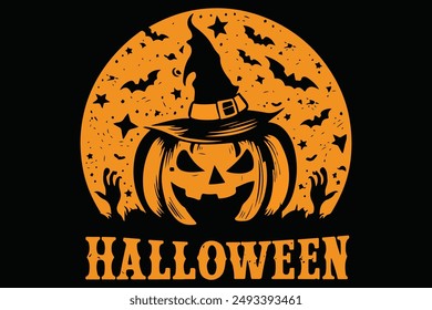 Happy Halloween Spooky Vibe T-Shirt Design Vektorgrafik. Typografie, Illustration Halloween T-Shirt Design. Spooky, Ghost T-Shirt Design für Halloween Tag. Halloween Vektorgrafik Design.