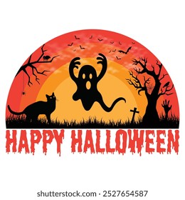 Happy Halloween Spooky Vibe T shirt design vector. Typography, Illustration Halloween t shirt design. Spooky, Ghost t shirt design for Halloween day.