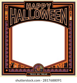 Happy Halloween square frame graphic illustration have blank space.