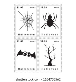Happy halloween stamps and background Vector