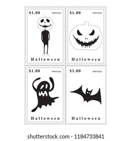 Happy halloween stamps and background Vector