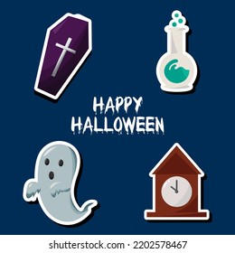 Happy halloween sticker set collection