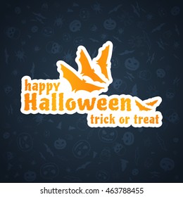 Happy Halloween Sticker and Vector Background, Abstract Blue Pattern. Pumpkin, Bat, Spider, Skull Silhouette. Happy Halloween. Happy Halloween. Happy Halloween. Happy Halloween. Happy Halloween.