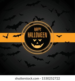 happy halloween stylish background with many bats