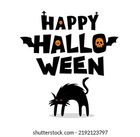 Happy Halloween stylized vector text. Holiday illustration isolated on white background.