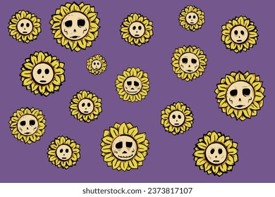 Happy Halloween sunflowers with a skull  