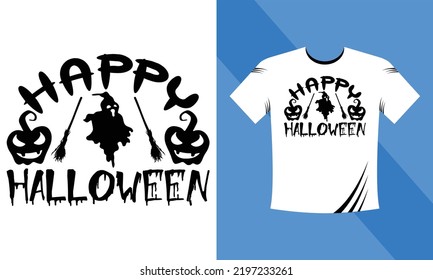 Happy Halloween - Halloween Svg-cut T-Shirt design template. Happy Halloween t-shirt design template easy to print all-purpose for men, women, and children