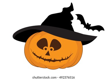 Happy Halloween! Symbol and pumpkin vector icons for Halloween. Pumpkin, ghost, candy, witch cauldron and a traditional Halloween elements.Bright pattern cartoon for Halloween
